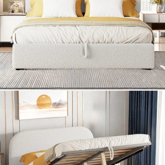 Elegant Cream Upholstered Storage Bed